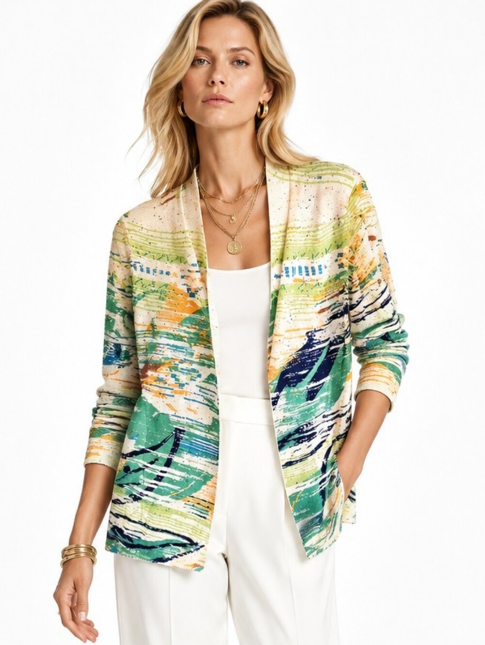 Nic + Zoe Punchy Meadow Tropical Cardigan Sweater